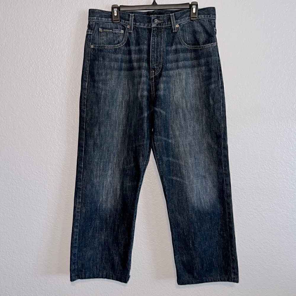Calvin Klein Jeans Mens Denim Relaxed Fit 5-Pocket Straight Leg Jeans Size 34